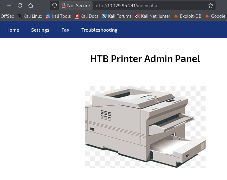 HTB Printer Admin Panel